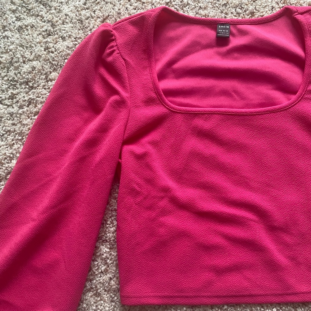 Shein pink long sleeve crop